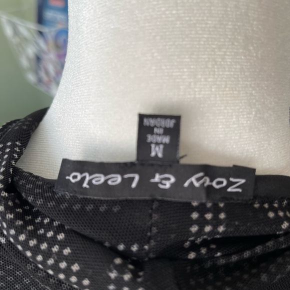 Zoey & LeeLo Black Chevron Pattern Bow Tie Blouse - Picture 4 of 5